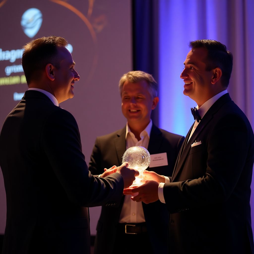 Equipo recibiendo premio a la innovación financiera